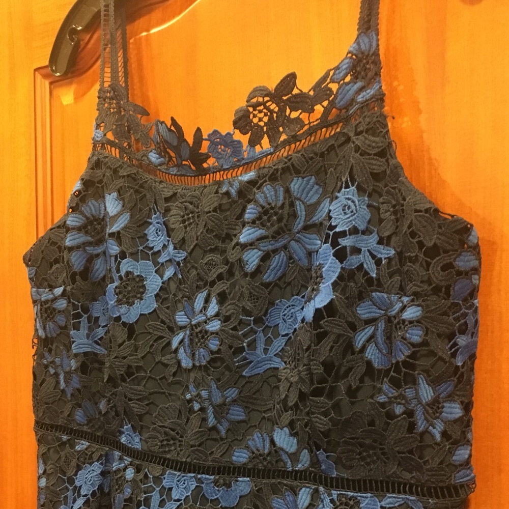 Lace black and blue T Tahari Dress - Size 14